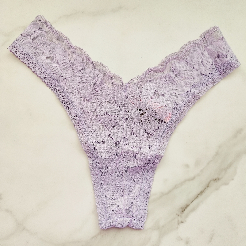 NWT PINK VICTORIA'S SECRET LACIE BRAZILIAN PANTY IN PASTEL LILAC SIZE EXTRA LARG